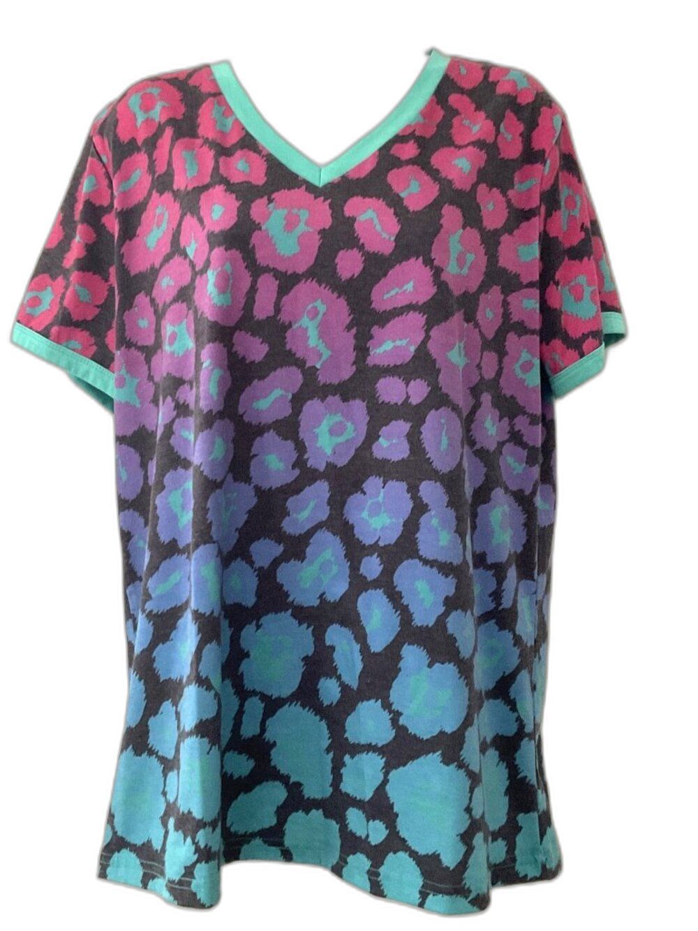 Crazy Train Western Ombre Leopard V-Neck Top Large or Crazy Train Cowgirl Cheeta
